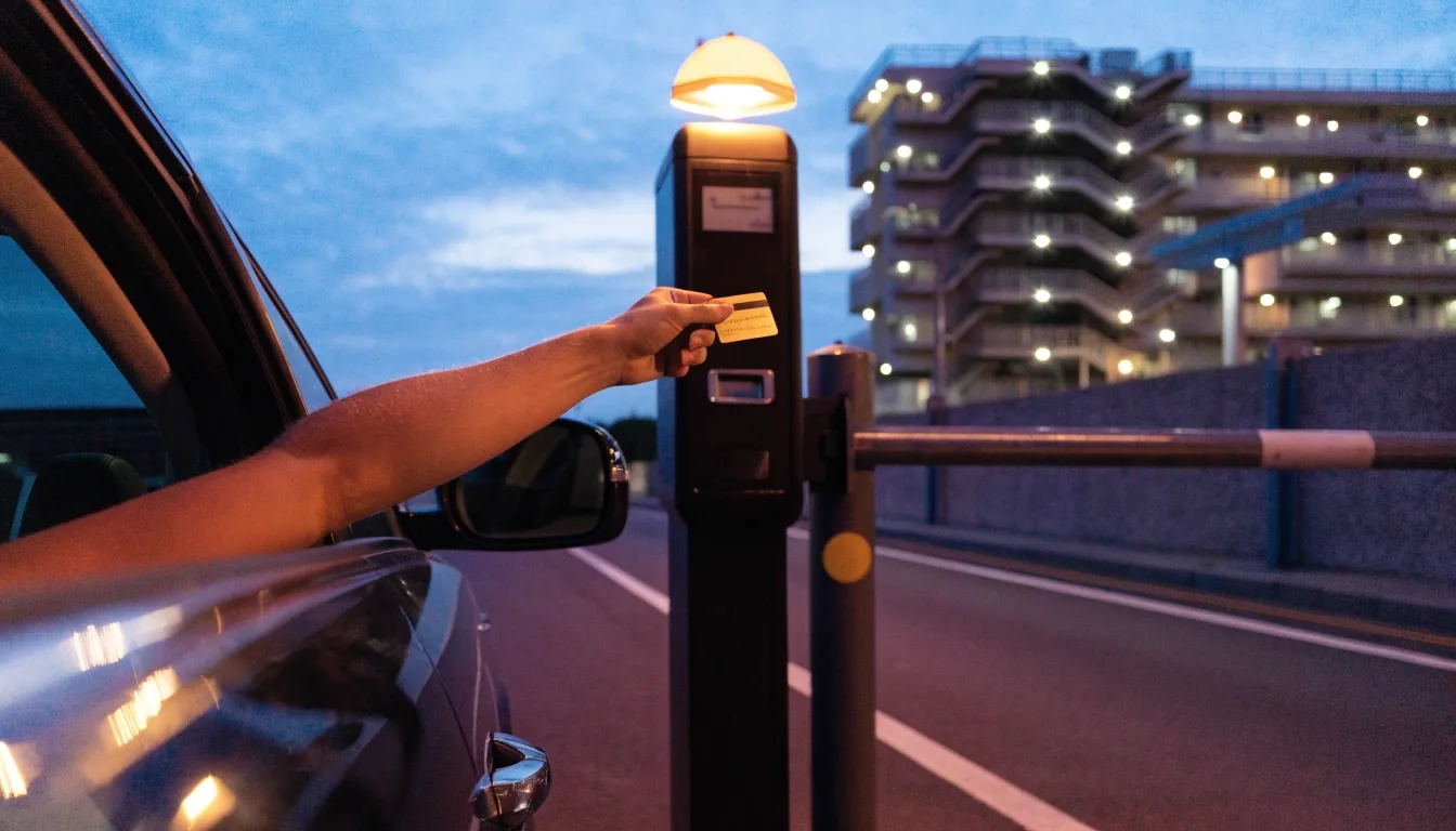 Driver paying at Brisbane Airport car park exit