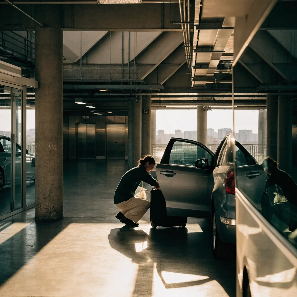 Airport shuttle boarding near long stay parking