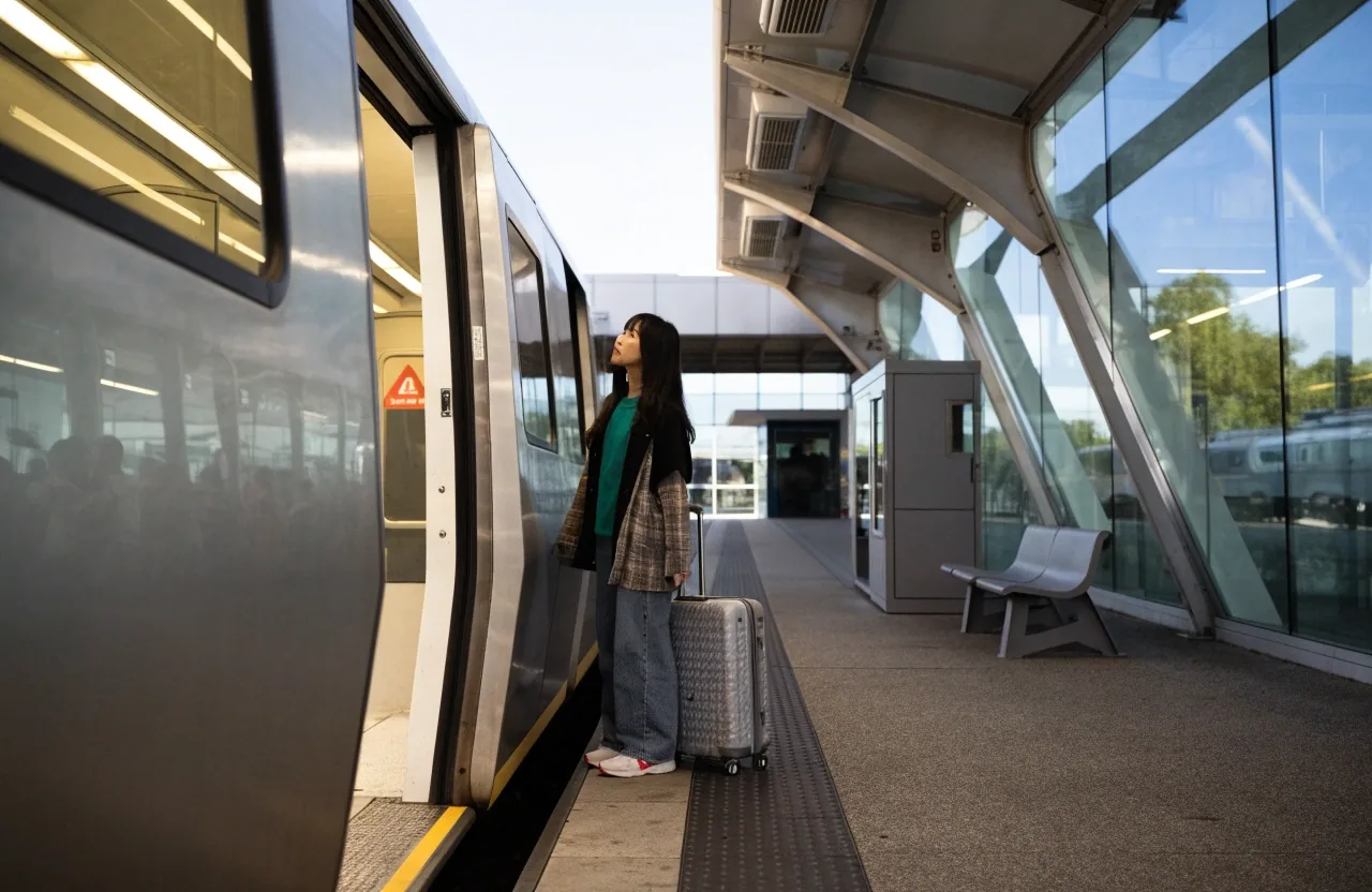 Airtrain station link with lift access at Brisbane Airport