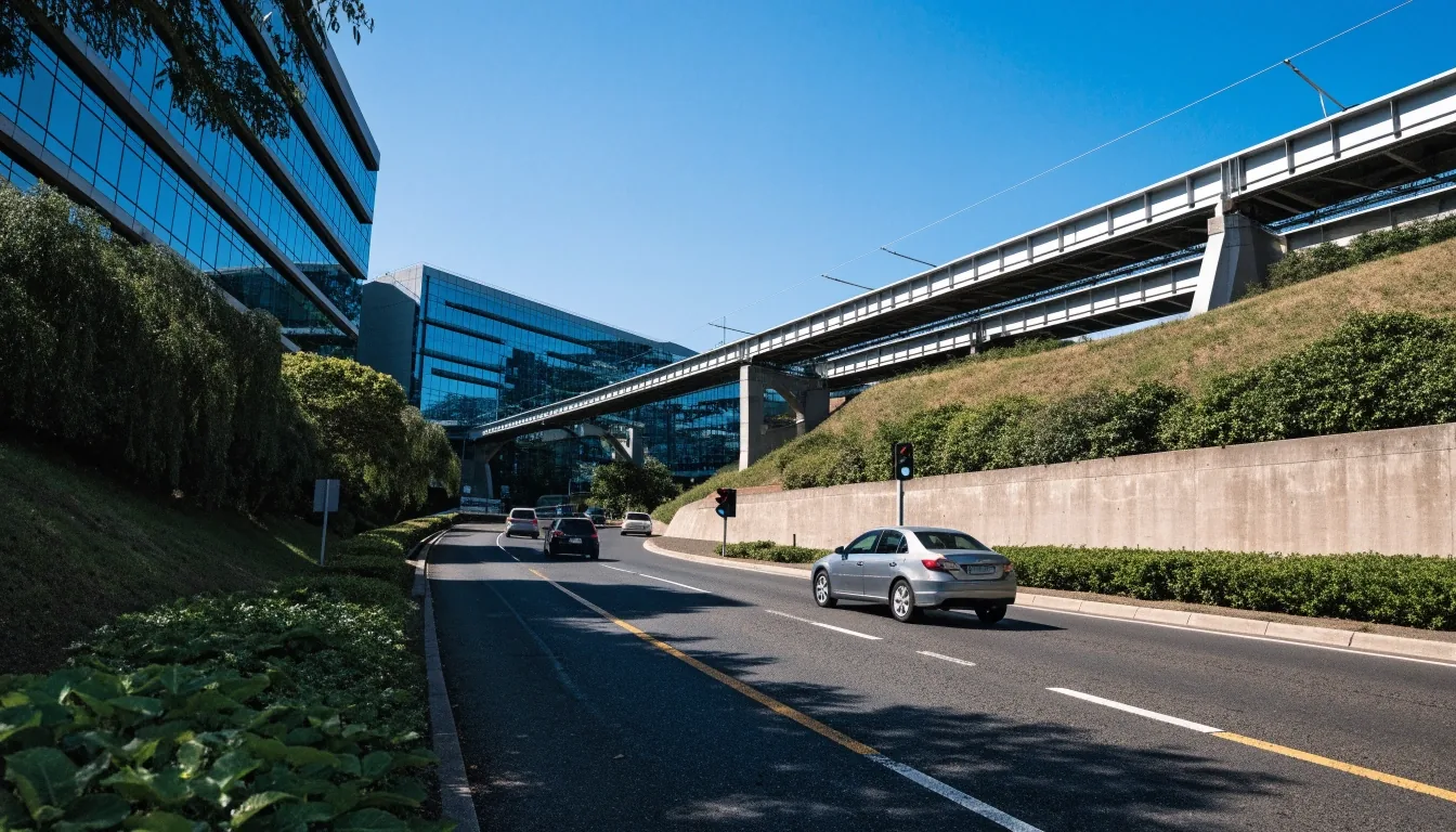 Brisbane Airport precinct road and Airtrain station