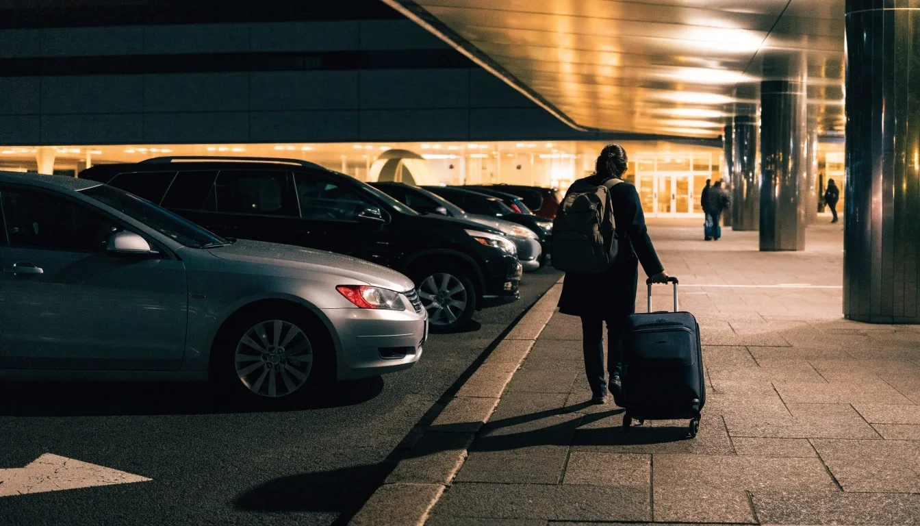 International terminal pickup zone at night