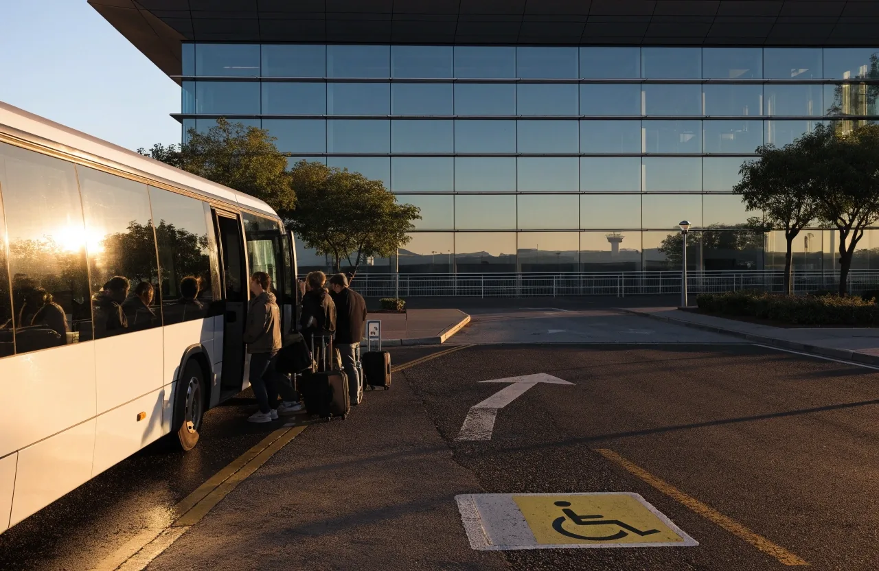 Morning shuttle transfer and accessible bays outside the Brisbane Airport car park