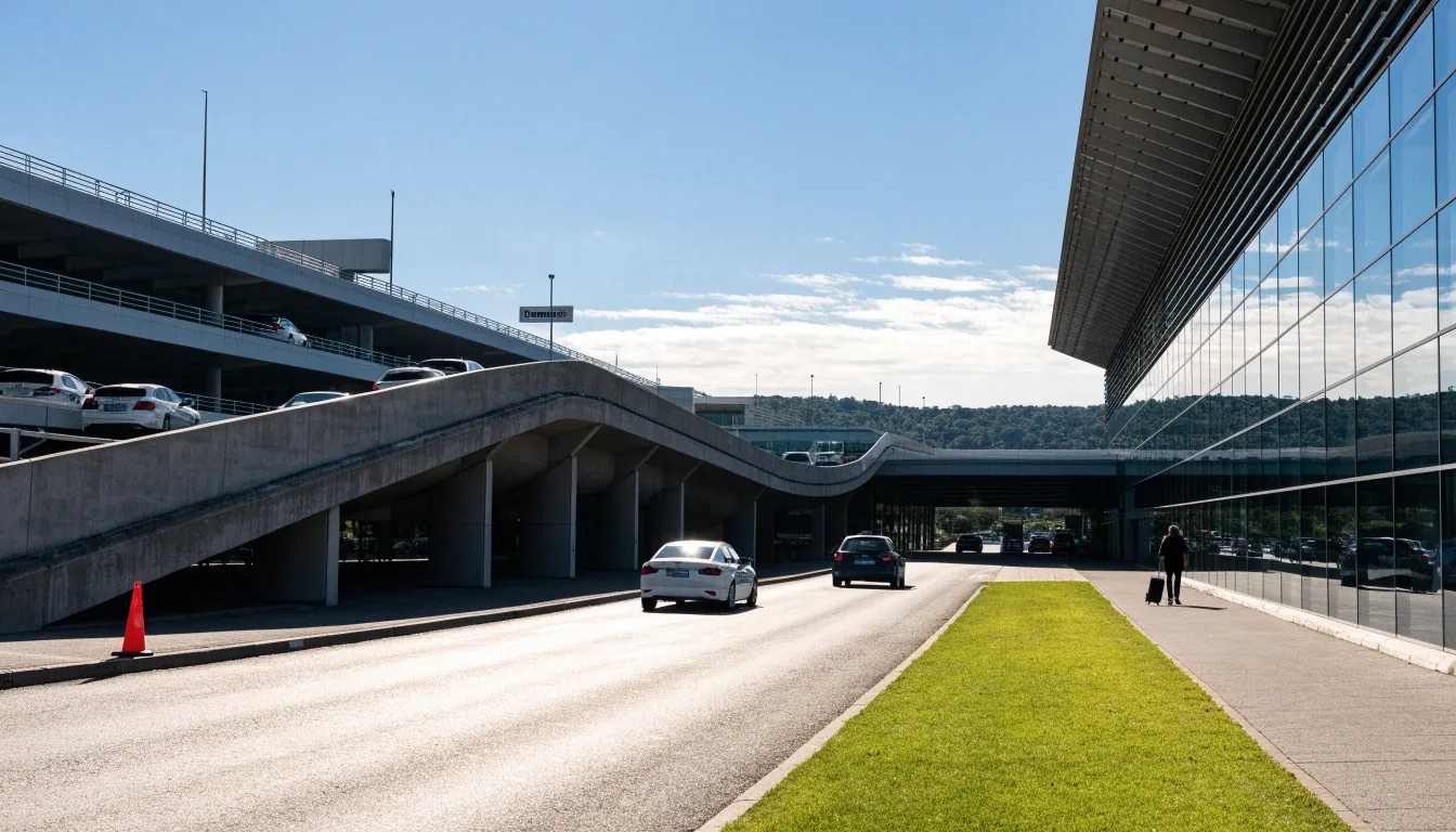 P1 and P2 domestic terminal car parks beside the terminal roadway